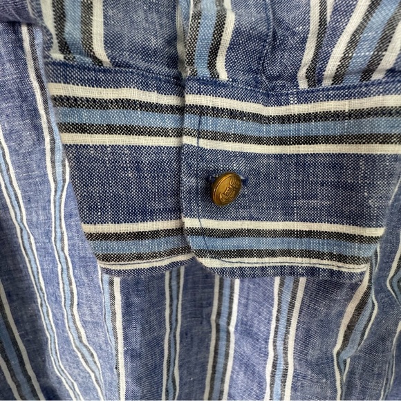 Lauren Ralph Lauren 100% Linen Striped Tunic Top Blue White 1X - Picture 3 of 8